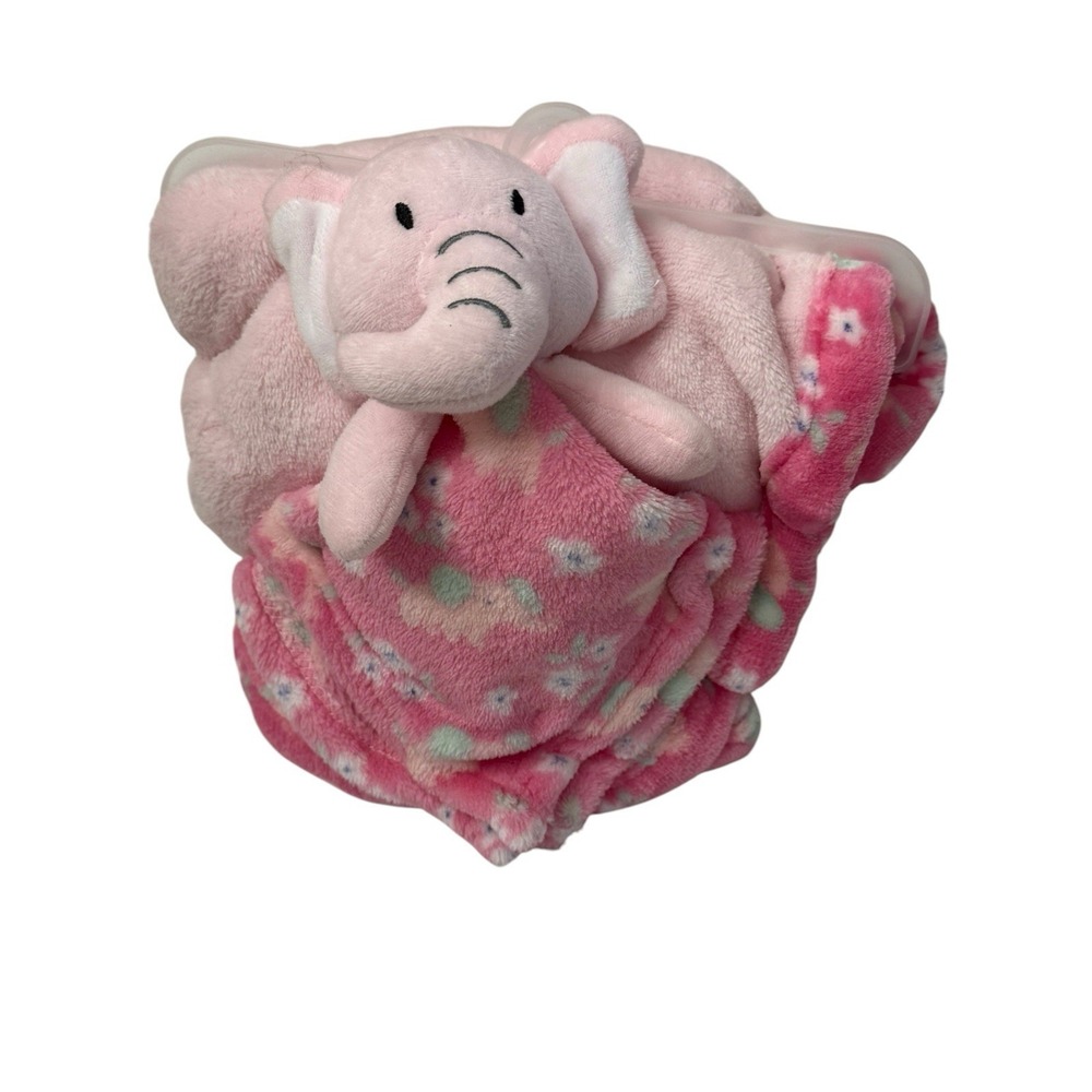 Le Bebe Favorite Pink Elephant Soft Plush Blanket With Blanket Pal Set 2006 NWOT